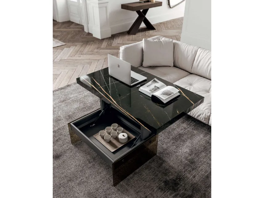 Tavolino multifunzione Bellagio in marble glass o cemento di Ozzio
