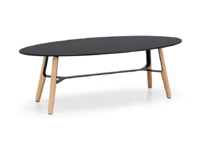 Tavolino in metllo con gambe in legno Liù CT Oval di Midj