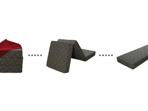 Pouf letto con materasso ripiegabile in poliuretano coperto da una fodera a cappuccio Slipy di Ventura