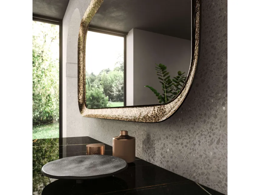 Specchio con cornice in vetro bocciardato Raggio di Ozzio