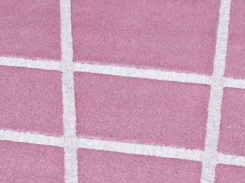 Tappeto rotondo rosa con linee bianche Vivienne di Besana Moquette