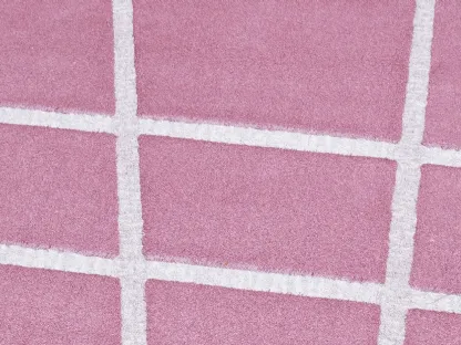 Tappeto rotondo rosa con linee bianche Vivienne di Besana Moquette