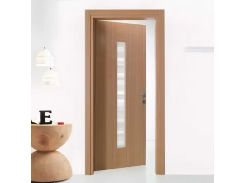 Porta con decoro in vetro a battente V35 di Farm Legno