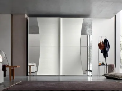 Armadio Harp in Frassino Bianco con specchio di Maronese Acf
