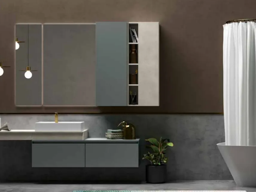 Mobile da Bagno sospeso in laccato carta da zucchero e top in laccato effetto resina 45 01 di Birex