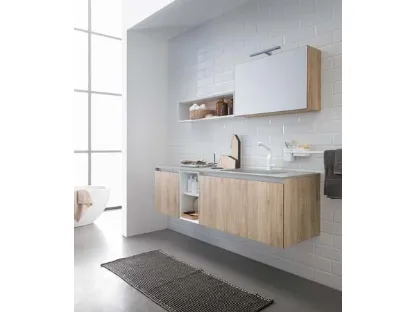 Mobile da Bagno sospeso in melaminico rovere e top in mineral marmo grigio 45 12 di Birex