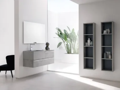 Mobile da Bagno sospeso in beton nobilitato con piano e lavabo in HPL B201 BD020 di Compab