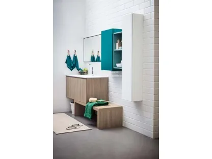 Mobile da Bagno sospeso in melaminico e laccato con top in mineral marmo bianco Lapis 06 di Birex