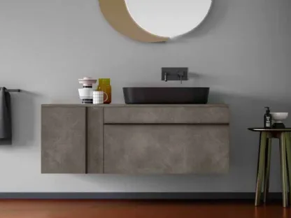 Mobile da Bagno moderno sospeso in laccato opaco effetto resina Sidero 06 di Birex