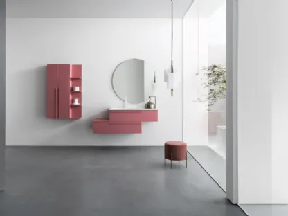 Mobile Bagno da appoggio in laccato bianco opaco e lavabo consolle in ceramica DIAMANTE DM13B di Compab