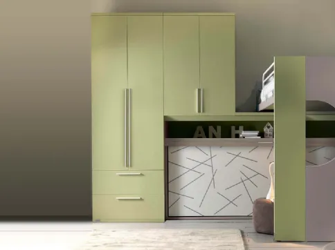 Cameretta in laccato opaco Alpha Letto a Soppalco E030 di Doimo Cityline
