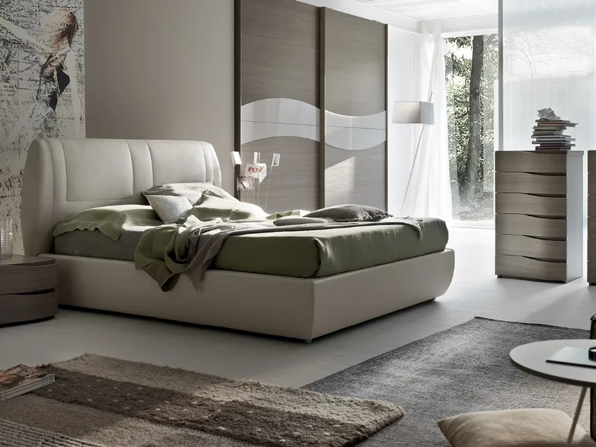 Letto in ecopelle imbottito con testiera Soft di Maronese Acf