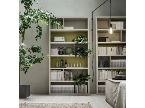 Libreria Spalla SA1563 in melaminico Frassino juta e laccato opaco Iguana di Maronese Acf
