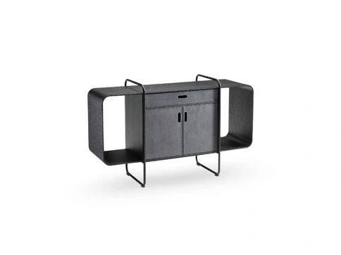 Madia Apelle con struttura in metallo e ante rivestite in pelle di Midj