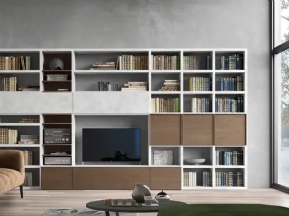 Parete Attrezzata Spalla SA2222 in Rovere Grigio e melaminico Cemento Grigio di Maronese Acf