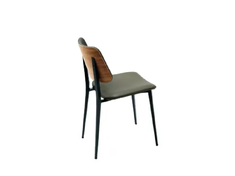 Sedia Joe S M TS/L in legno con rivestimento in pelle di Midj