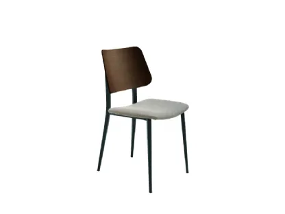 Sedia Joe S M TS LG in legno con seduta imbottita di Midj