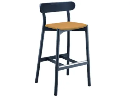 Sgabello con seduta rivestita in cuoio o cuoio toscano e struttura in legno Montera L CU di Midj