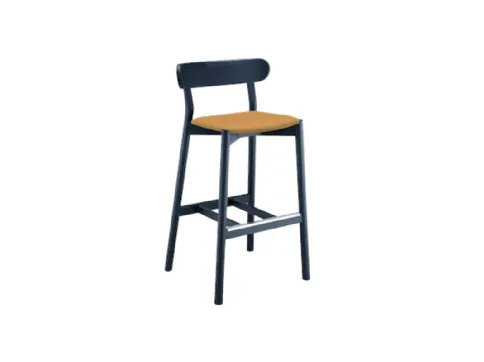 Sgabello Montera in legno con seduta in cuoio di Midj