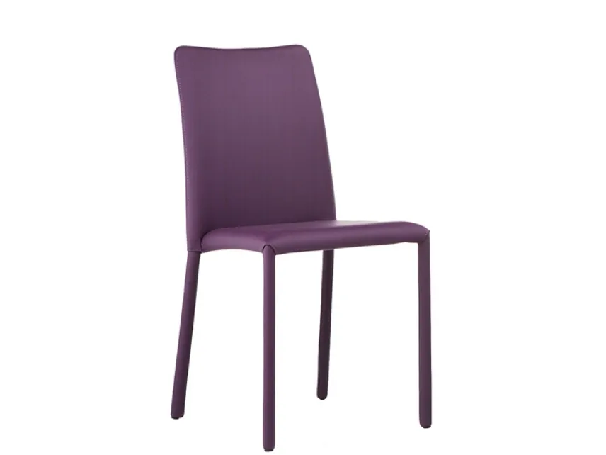 Sedia rivestita completamente in pelle Silvy SB R TS di Midj
