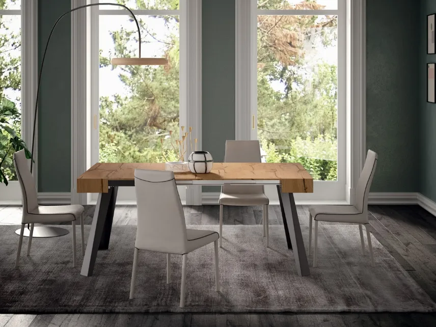 Consolle allungabile in rovere con base in metallo CO4L di Ozzio