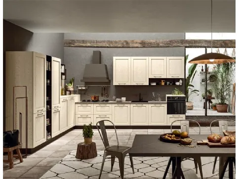 Cucina in legno chiaro con piano in laminato scuro Aurora di Astra 