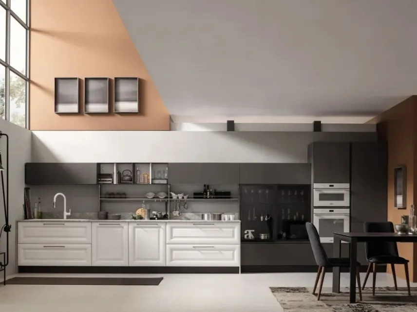 Cucina Classica lineare Lola 07 in Frassino e Metal Piombo di Arrex