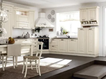 Cucina Classica angolare in massello di frassino finitura decapè corda Panera di Forma la cucina