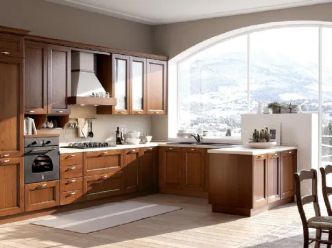 Cucina Classica angolare Venezia in frassino massello finitura tinto noce di Forma la cucina