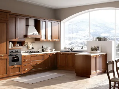 Cucina Classica angolare Venezia in frassino massello finitura tinto noce di Forma la cucina