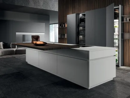 Cucina Design con isola HC08 03 Minimal in laccato e laminato di Astra