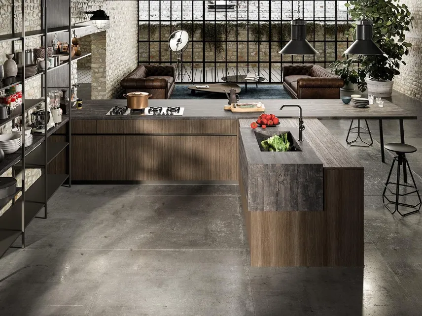 Cucina Design con penisola Industrial Kitchen 03 di Astra