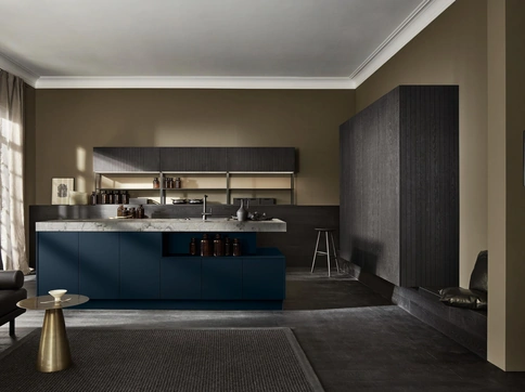 Cucina Design con penisola Neo Soft Lack 09 in laccato e legno di Nolte