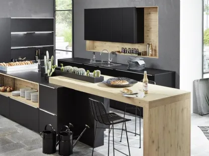 Cucina Design con isola Soft Lack Nero di Nolte