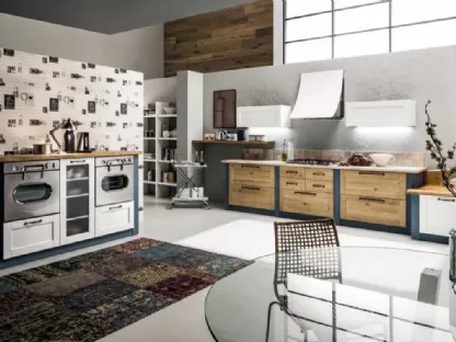 Cucina ad angolo in Muratura Curry 08 in Rovere Naturale di Arrex