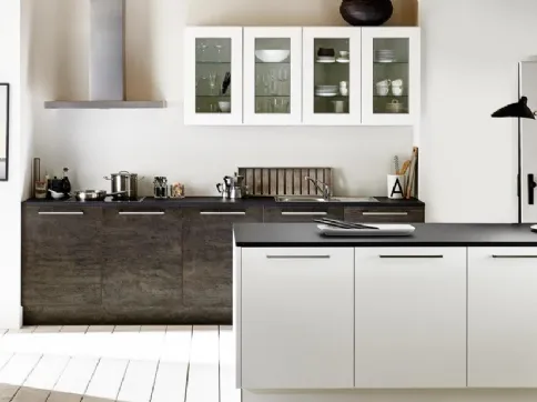 Cucina Moderna Artwood Rovere Fiammato e Bianco Opaco di Nolte
