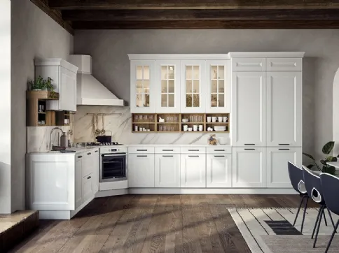 Cucina Moderna angolare Asia in materico laccato bianco segnale di Forma la cucina