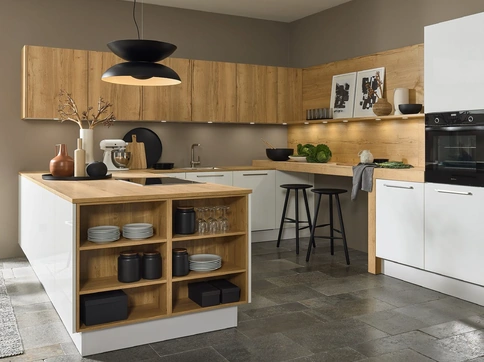 Cucina Moderna Fine Lack Artwood in laccato lucido e Rovere di Nolte