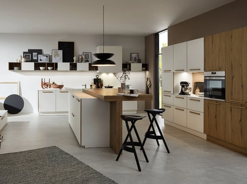 Cucina Moderna Flair Manhattan Bianco opaco e Rovere Vulcano di Nolte