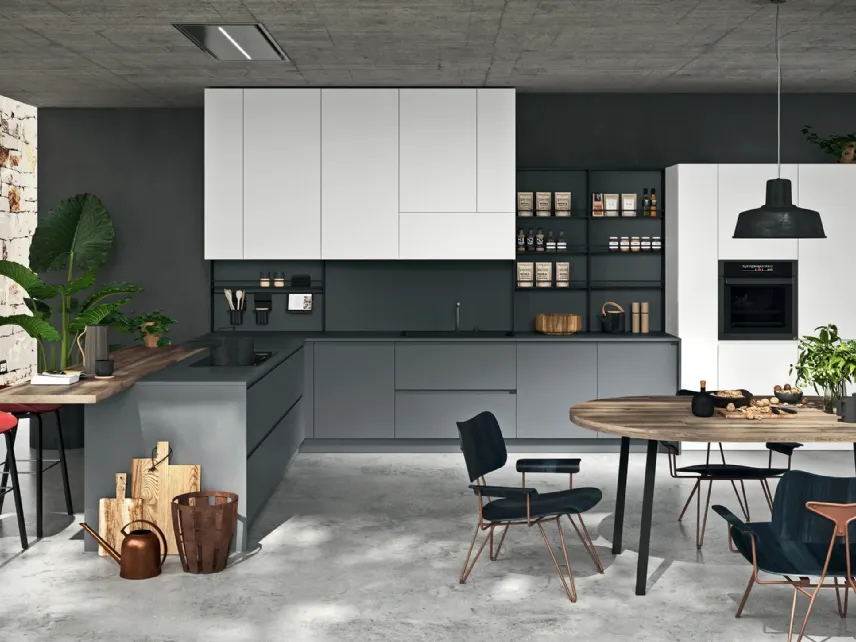Cucina Moderna con penisola Line Moderno 18 di Astra