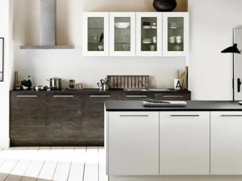 Cucina Artwood Rovere Fiammato e Bianco Opaco di Nolte