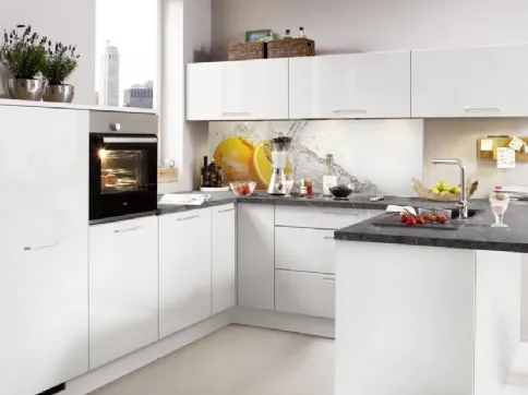 Cucina Moderna con penisola Lux Bianco Lucido di Nolte