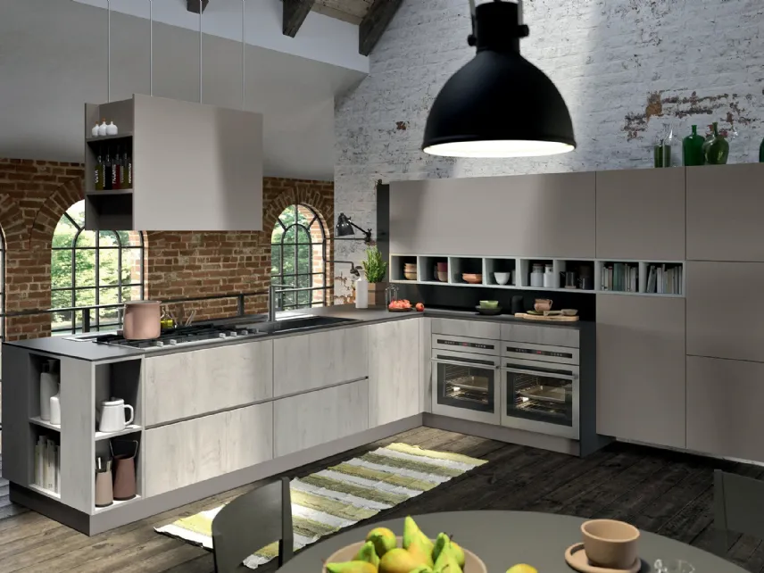 Cucina Moderna con penisola SP-22 Industrial 04 di Astra