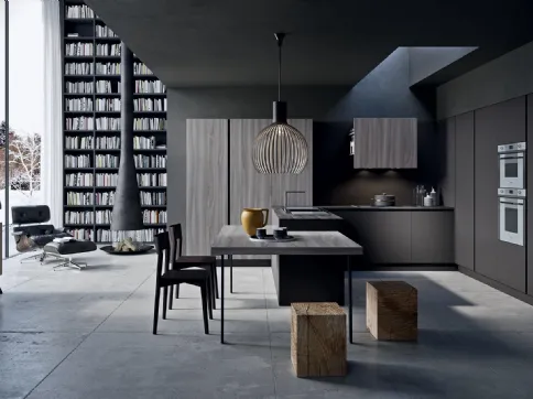 Cucina ad angolo in laccato con piano in legno folding Zen di Astra