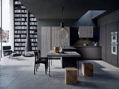 Cucina ad angolo in laccato con piano in legno folding Zen di Astra