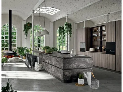 Cucina in legno di eucalipto scuro Industrial Kitchen di Astra