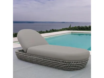 Lettino Couch in tessuto con struttura in alluminio rivestito con corda intrecciata di La Seggiola