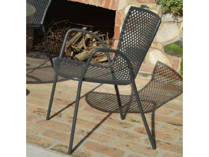 Poltroncina da giardino Sommer in acciaio zincato e verniciato poliestere antracite per esterni di La Seggiola